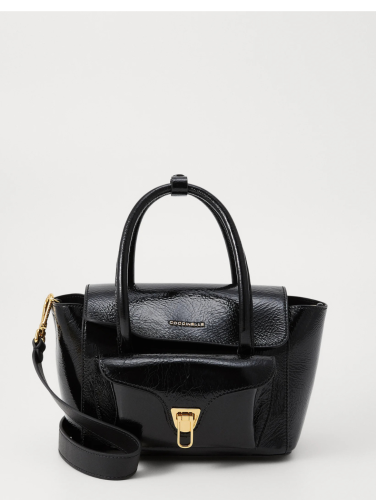 KABELKA COCCINELLE DOUBLE BEAT shiny wrinkled small noir