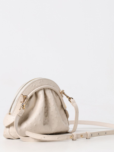 KABELKA COCCINELLE CHEEK OSTRICH SMALL lambskine white