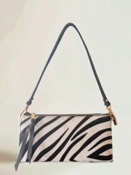 Ripani Patrizia kožená kabelka - vzor zebra, béžová