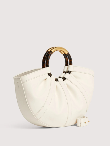 Coccinelle Shell kožená kabelka – medium pearl