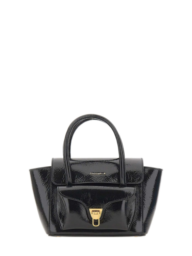 KABELKA COCCINELLE DOUBLE BEAT shiny wrinkled small noir