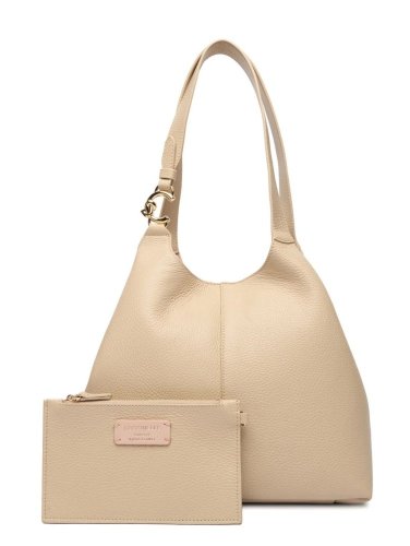 Coccinelle C-Easy kožená kabelka Medium – sandshell