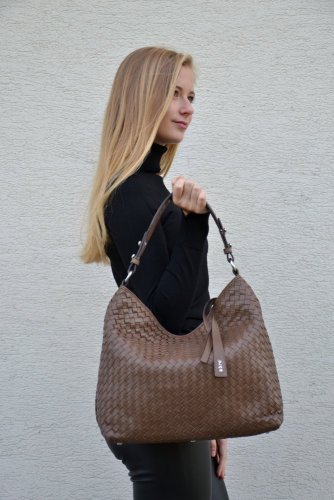 KABELKA ABRO PIUMA wowen leather brown