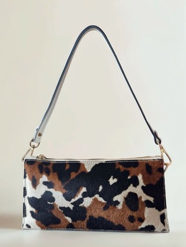 Ripani Patrizia kožená kabelka - kraví vzor, ​​béžová