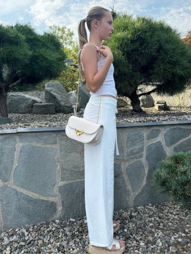 Coccinelle Dew kožená kabelka – lambskin white