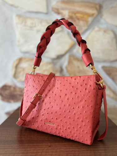 Coccinelle Boheme Ostrich Small – grenadine red
