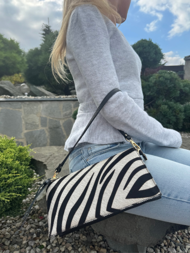 Ripani Patrizia kožená kabelka – vzor zebra, béžová