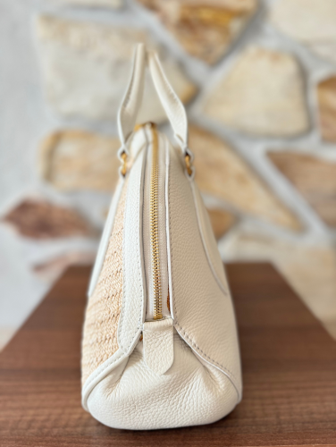 KABELKA COCCINELLE COLETTE rafia white/caramel