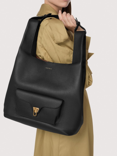 KABELKA COCCINELLE BEAT SHOPPING noir/cognac